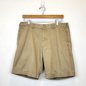 J. Crew Factory Men's Gramercy Tan Khaki Flat Front Shorts, Size 34, GUC